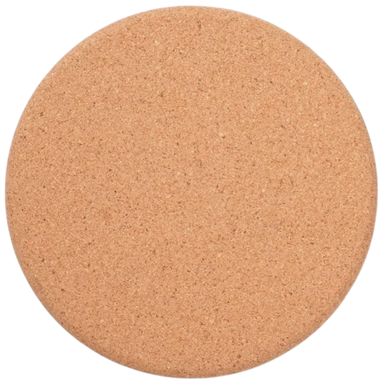 Round cork coaster on a white background
