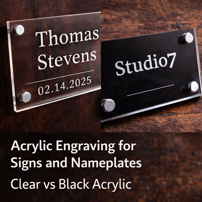 Acrylic Engraving for Signs and Nameplates: Clear vs Black Acrylic Results
