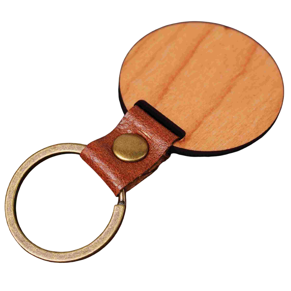 Cherry Wood Round Keychain with Custom Engraving – Laser Engraved Keychain