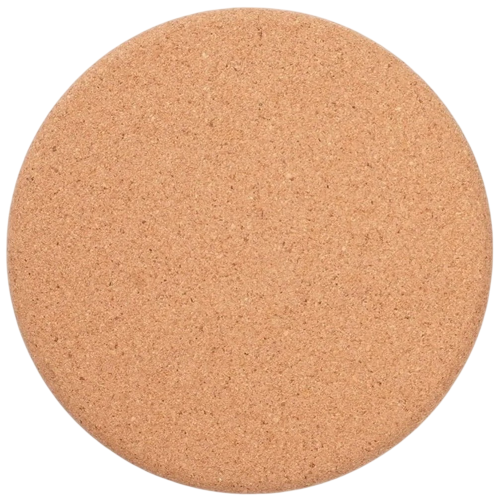 Round cork coaster on a white background