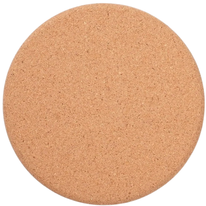 Round cork coaster on a white background